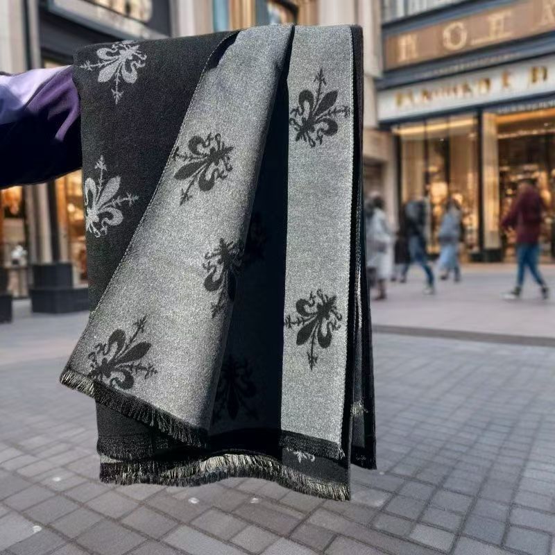 女冬季佛罗伦萨鸢尾花披肩百搭双面保暖围脖保暖小红书爆款代发|undefined