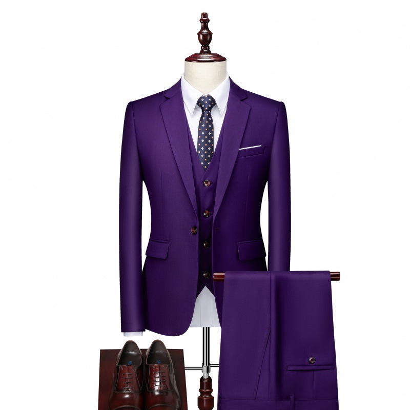 Foreign trade new pattern Men's suit Self cultivation Korean Edition student leisure time business affairs Groom Groomsman man 's suit Three violet