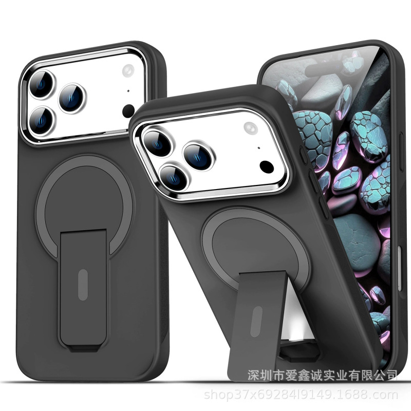 适用iPhone17PROMAX磁吸支架手机壳苹果16磨砂肤感金属镜头保护套|undefined
