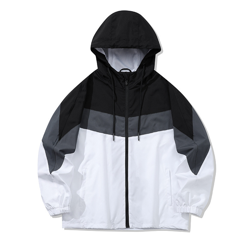Cross-Border Popular Sports Windbreaker Men's Spring and Autumn Jacket Hooded Casual Sports Windbreaker Outdoor Trendy Patchwork Cross-Border Popular Sports Windbreaker Men's Spring and Autumn Jacket Hooded Casual Sports Windbreaker Outdoor Trendy Patchwork