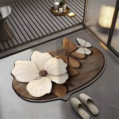 浴室マット蝶花不規則珪藻泥マット汚れに強い滑り止めマット吸水速乾性マット