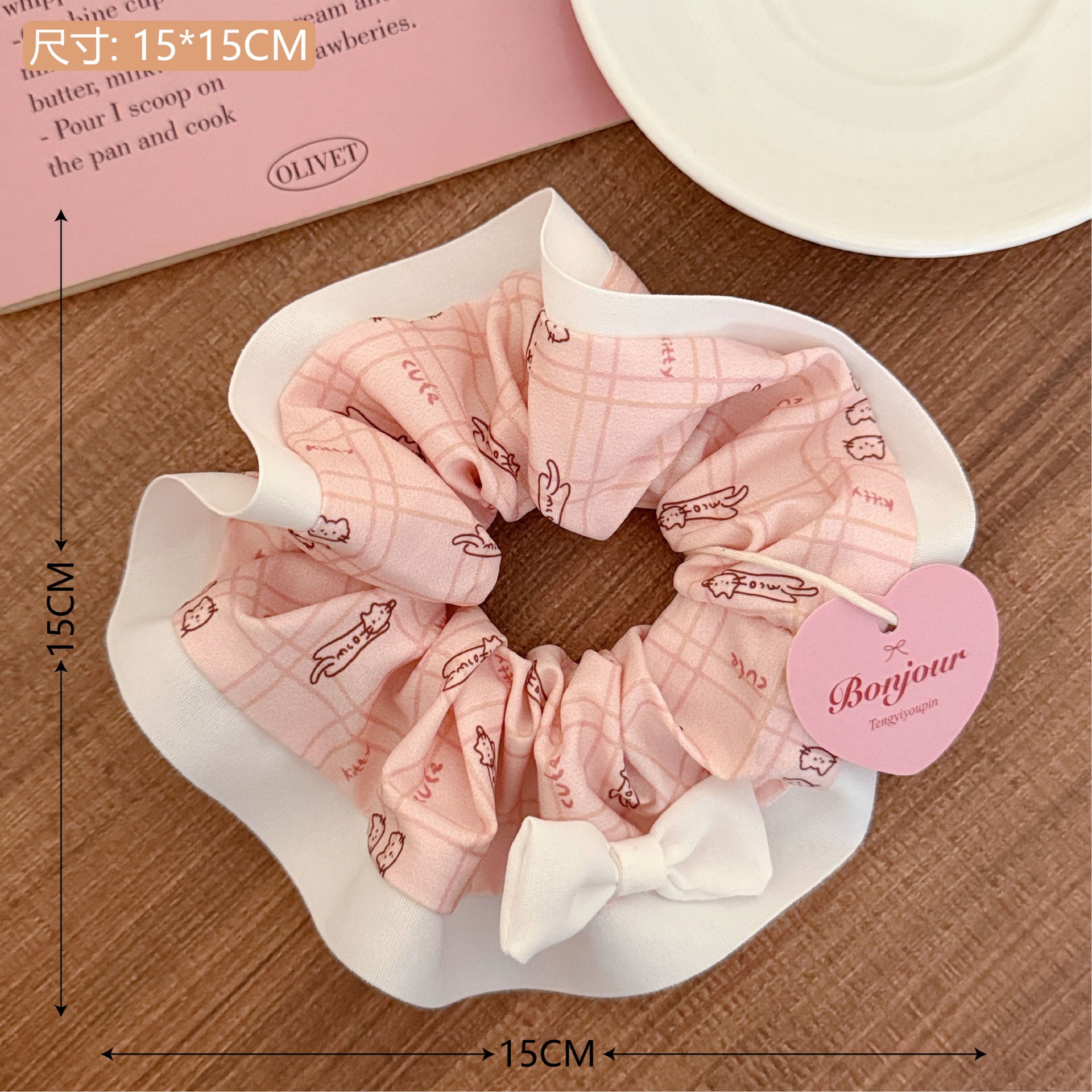 Estilo coreano de alta apariencia de encaje de intestino grueso banda de pelo accesorios para el cabello cuerda de pelo de corazón de niña de todo fósforo pequeño Qing nuevo tocado de cola de caballo de gran altura al por mayor