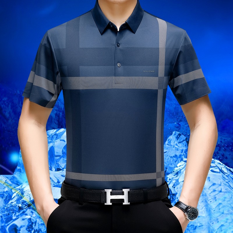Men's summer silk short sleeve T-shirt for leisure