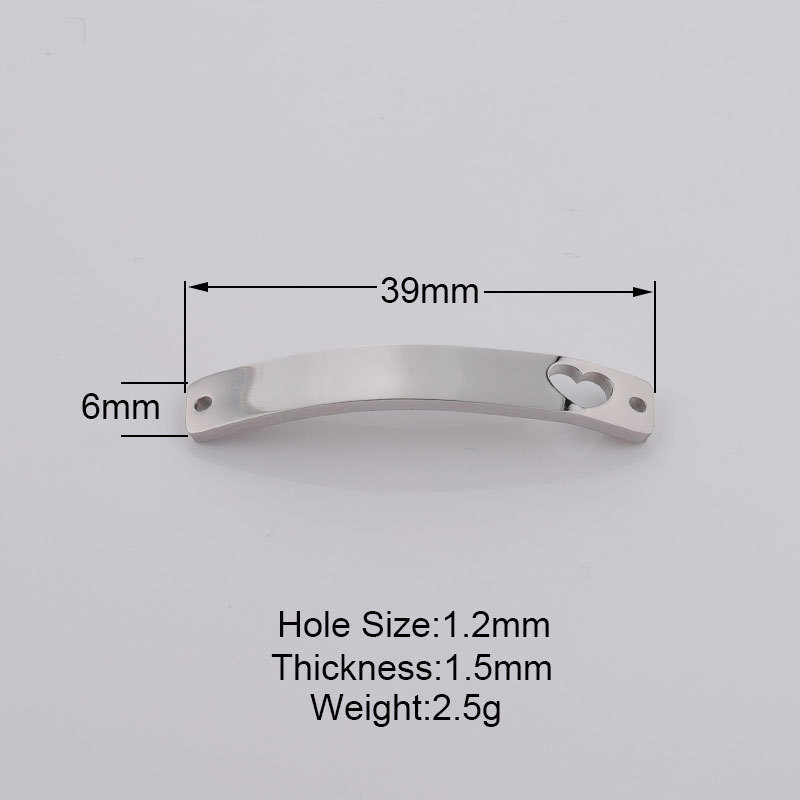3g Weight 1 Piece 1.5*6*39mm 304 Stainless Steel PVD Coated Real Gold Plated Customization Laser Engraving Heart Shape Rectangle Pendant DIY Jewelry Accessories