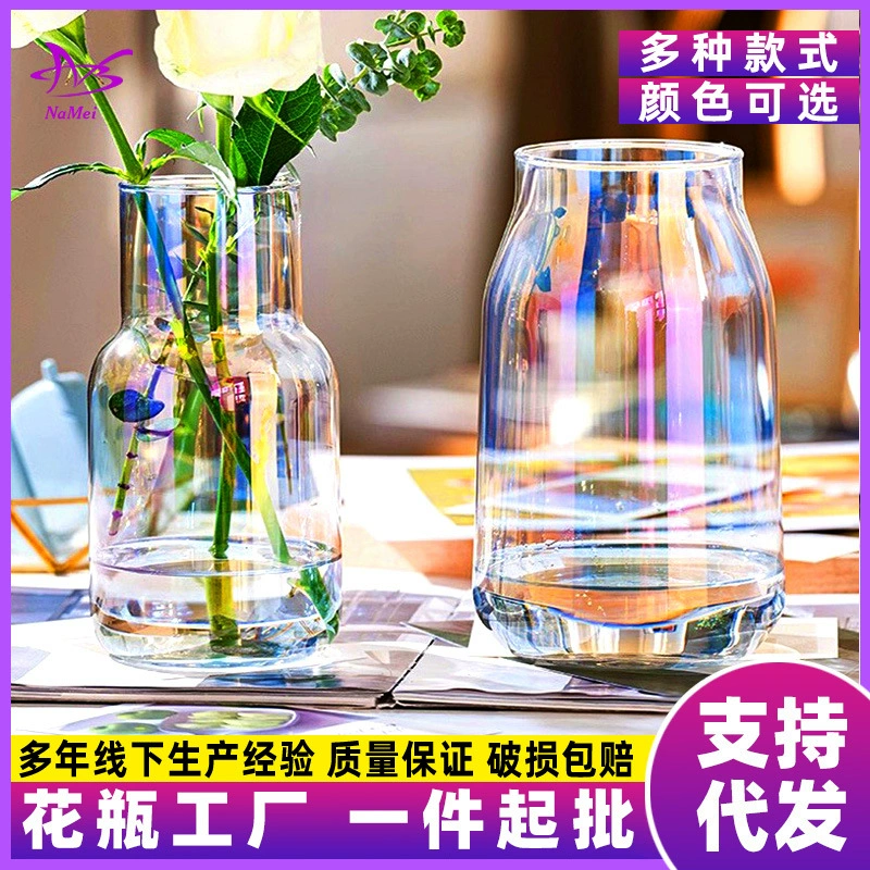 В стиле ins, Высококачественная Современная Минималистичная стеклянная ваза, прозрачная Высококачественная вода для выращивания, гостиная, настольная Цветочная композиция, украшение