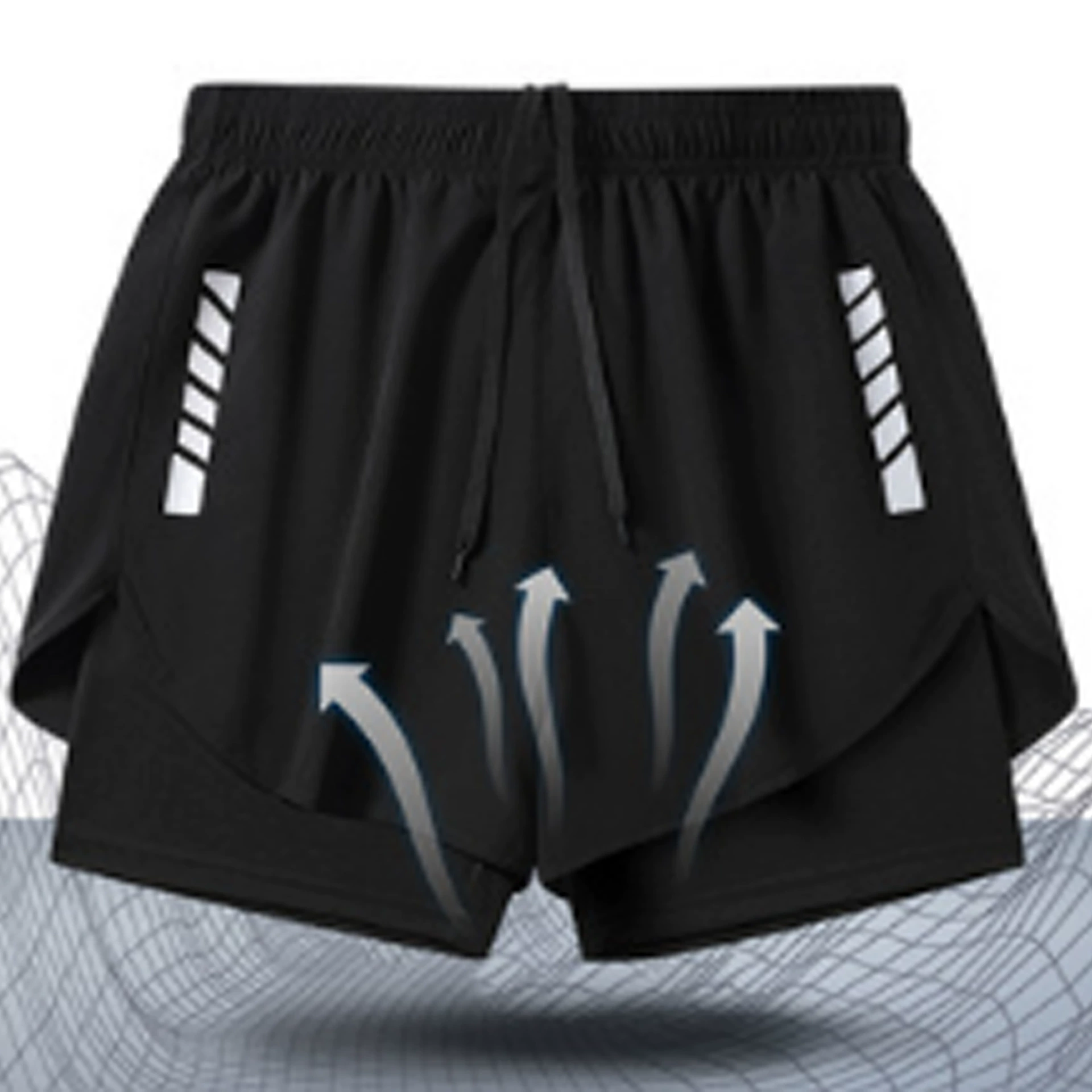 Летние новые двухслойные шорты европейские и американские мускулистые фитнес-плавки спортивные мужские повседневные спортивные штаны из ледяного шелка