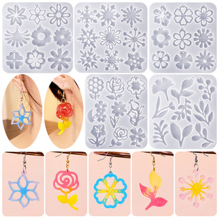 diy Crystal epoxy flower-shaped earrings pendant mold bouquet flower rose petals snowflake hanging decoration hanging mold