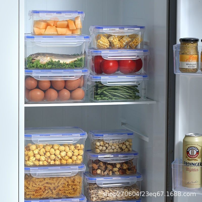 食品グレードのキッチン冷蔵庫鮮度保持ボックス電子レンジ耐熱プラスチック弁当箱フルーツ収納ボックス長方形の蓋付き密封|undefined