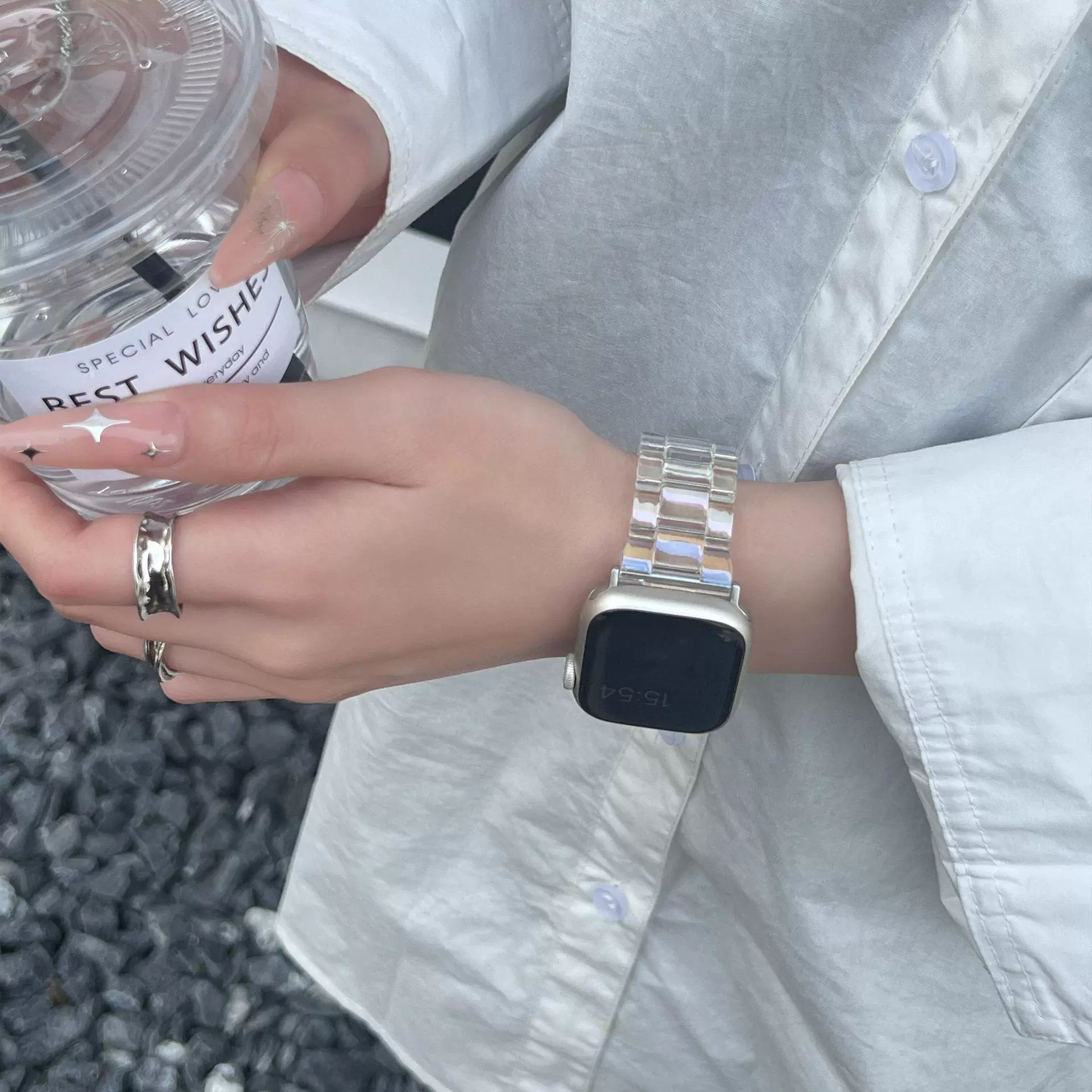 Всецветный меняющий цвет прозрачный глетчер iwatch ремешок 45 подходит для applewatch Apple watch 8/7/SE