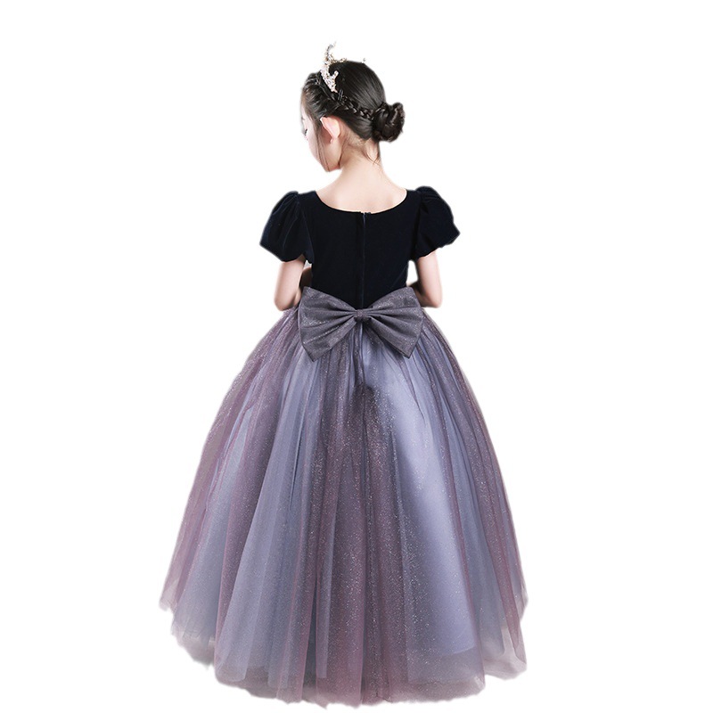 Luxury Velvet Princess Dress For Girls – Elegant Party Gown For Piano Recitals, Hosting & Special Occasions_voghion.com