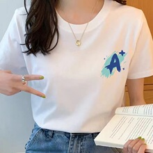 白色正肩短袖T恤女宽松上衣2026夏季新款爆款洋气ins潮女装体恤衫