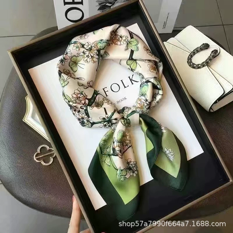 Шелковый шарф женский весенний и осенний высокий класс моды дикий темперамент маленький квадратный шарф ins подарок модный шарф для мамы шелковый шарф