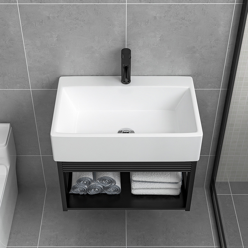 Pequeño apartamento montado en la pared lavabo de cerámica del hogar lavabo gabinete combinación baño balcón lavabo cuenca colgante