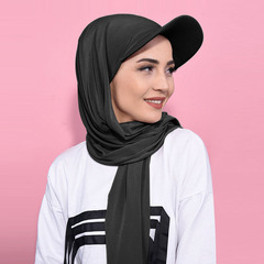 New model brim item solid color women's scarf baseball cap brim item Middle Eastern versatile beanie Muslim headscarf hat