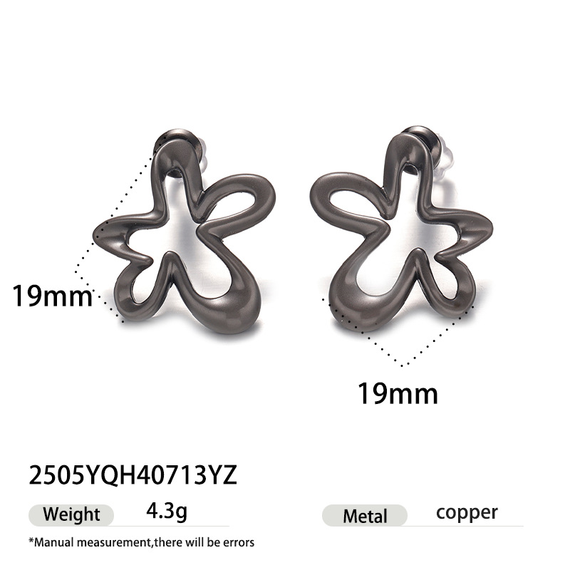 Personalidad de moda, elementos de flores de alta gama, sentido de líneas, pendientes de metal, estilo dulce y fresco, artefactos a juego de verano, venta caliente