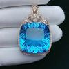 首饰厂家DIY 18K金镶嵌天然瑞士蓝托帕石吊坠 主石:67.5克拉