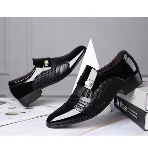 Men's Black Formal Leather Shoes Business Leisure British Style Shoes Summer Breathable Mesh Shoes Wholesale