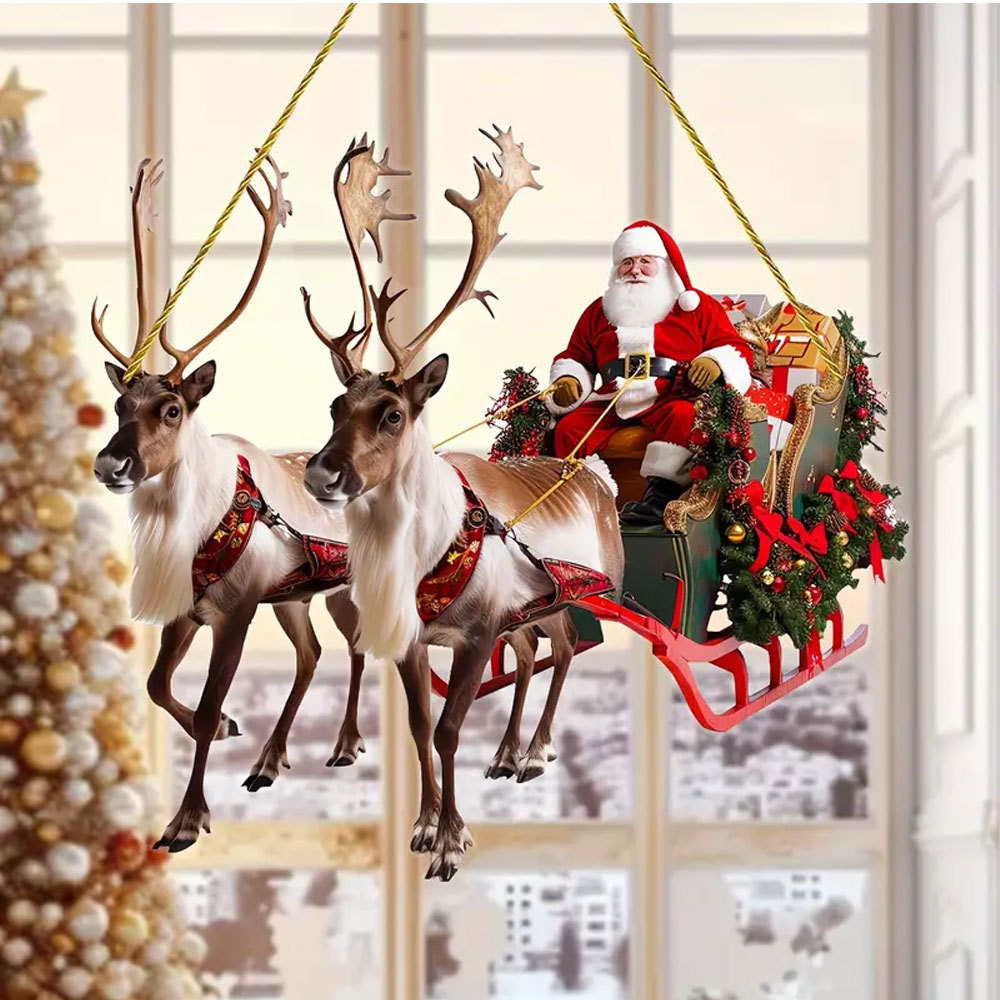 Yeni Noel Baba Elk Kızak Ev Partisi Atmosferi Dekorasyon Kolye_voghion.com