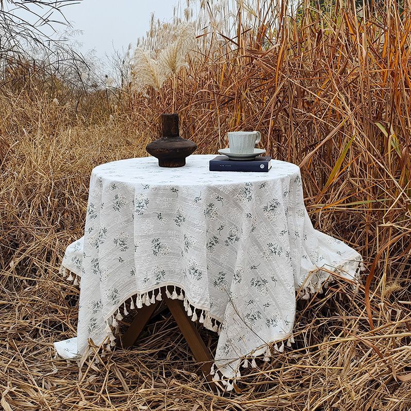 Cotton Tablecloth, Pastoral Ins Style, Fresh Floral Daisy Cover Cloth, Multi-Functional, High Aesthetic Value, Mediterranean Style Dining Table