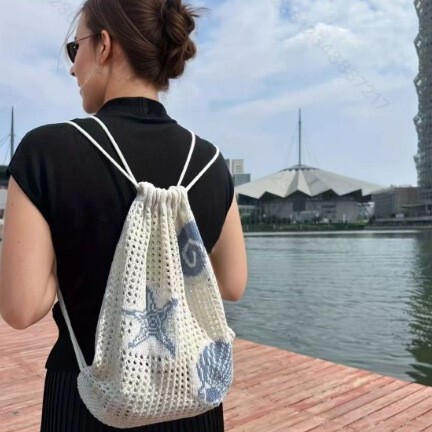 2025 New Cross-Border Ocean Series Women's Large-Capacity Knitted Backpack Woven Hollow Bag 2025 New Cross-Border Ocean Series Women's Large-Capacity Knitted Backpack Woven Hollow Bag