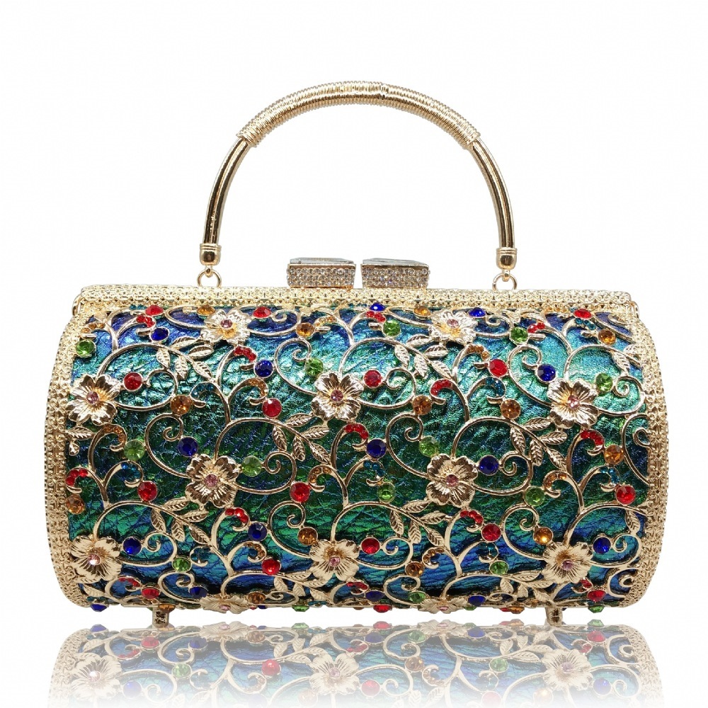 Nuevo bolso de cena de diamante de metal de gran capacidad caja dura bolso de mano bolso de banquete de mujer bolso de vestido de noche