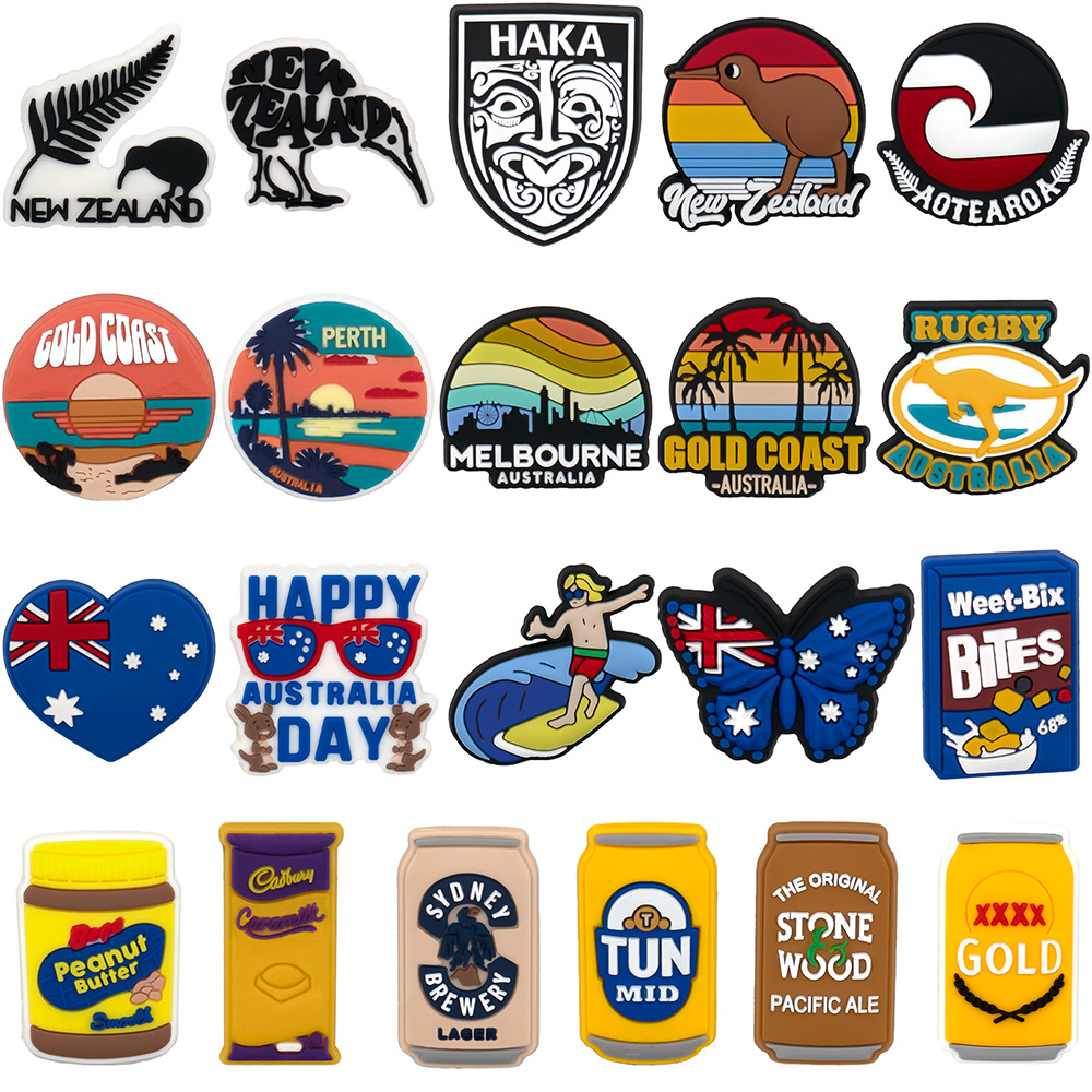 国境を越えたアニメオーストラリアの靴の花の靴は穴の靴の装飾のボタンの部品を掛けます。