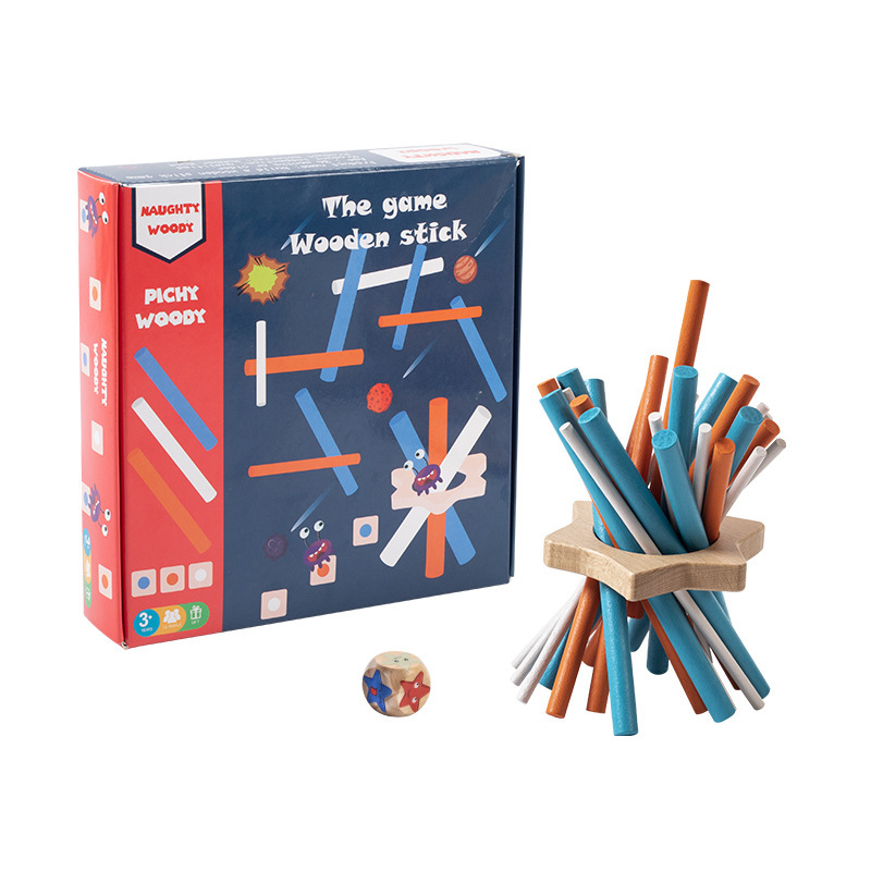 Juego colorido para niños palo de madera rompecabezas juego de escritorio bombeo equilibrio palo de madera inteligencia desarrollo juguete interactivo