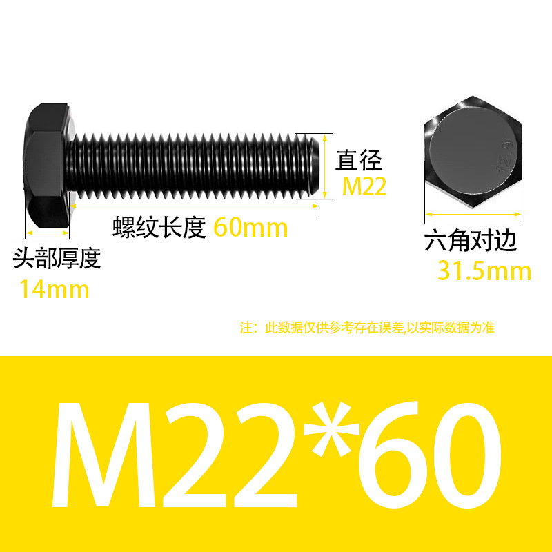 Болт шестигранный Fly more M22x60