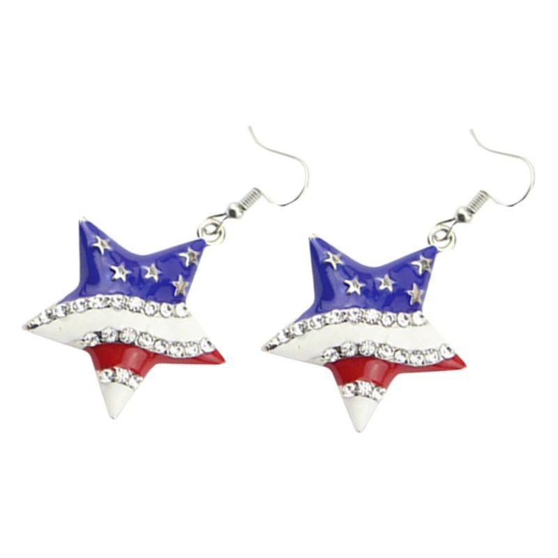 Европейский и американский трансграничный День независимости США флаг шляпа тапочки любовь серьги красный, белый и синий полосатый флаг серьги оптом