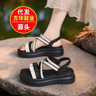 2026 sandalias romanas para mujeres respirables antideslizantes zapatos de suela gruesa para estudiantes para usar zapatos de playa casuales elásticos versátiles
