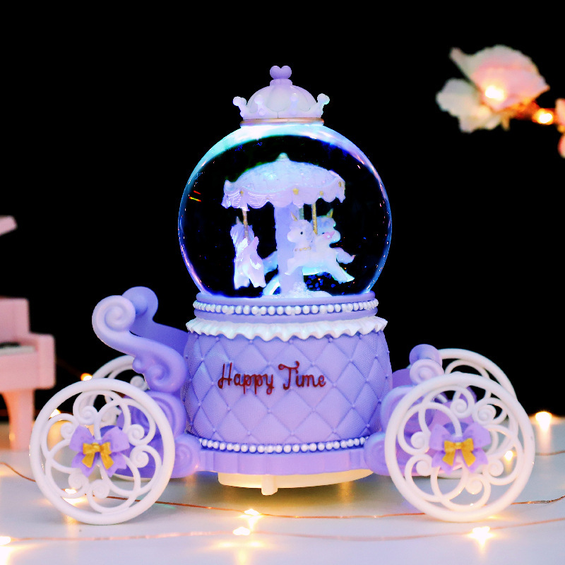 マーメイドプリンセス城クリスタルボールオルゴール回転トロイの木馬オルゴール女の子誕生日プレゼントクリエイティブおもちゃ|undefined