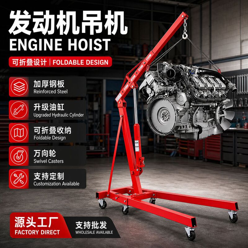 Engine Hanger Engine Crane Hydraulic Crane Truck Crane 2T Ton Folding Mobile Crane Auto Protection Tool