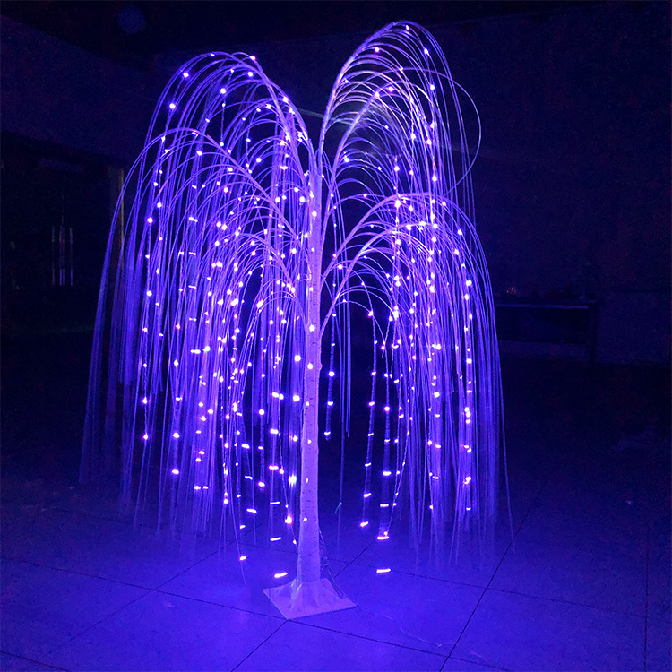 跨境新品LED幻彩柳树灯发光仿真柳条灯庭院装饰景观室外舞台道具