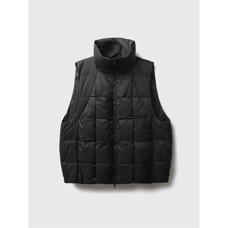 White goose down cocoon collar down vest 2023 autumn and winter new women's white/black down jacket vest