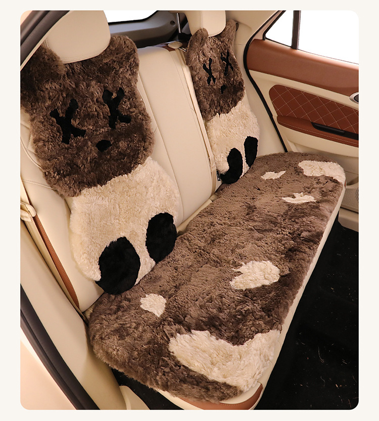 Winter pure wool car seat cushion violent bear cartoon unisex cute cartoon bear warm plush seat cushion
