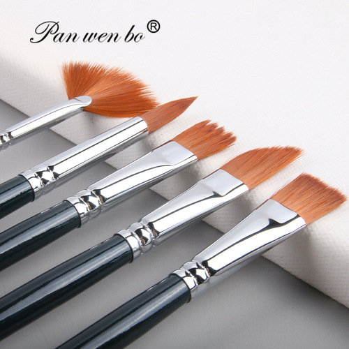Panwenbo cross-border 12-piece black rod copper tube nylon oil paint brush set gouache acrylic brush art painting brush