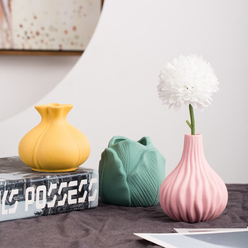 Vaso de cerámica nórdica decorativa sala de estar creativa simple gabinete de televisión mesa de comedor flores secas decoración lujosa