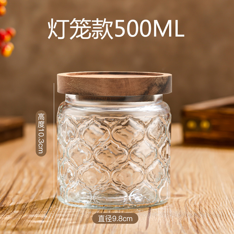 Tarro de almacenamiento de flores de Begonia vintage con tapa de madera tarro de almacenamiento tarro de vidrio sellado granos de té de frutas secas fábrica al por mayor