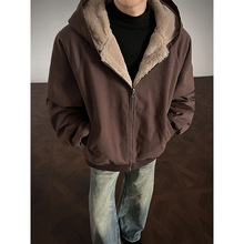 2025冬季新款情侣装外套潮牌座山雕加绒加厚棉衣双面穿棉服冬男女