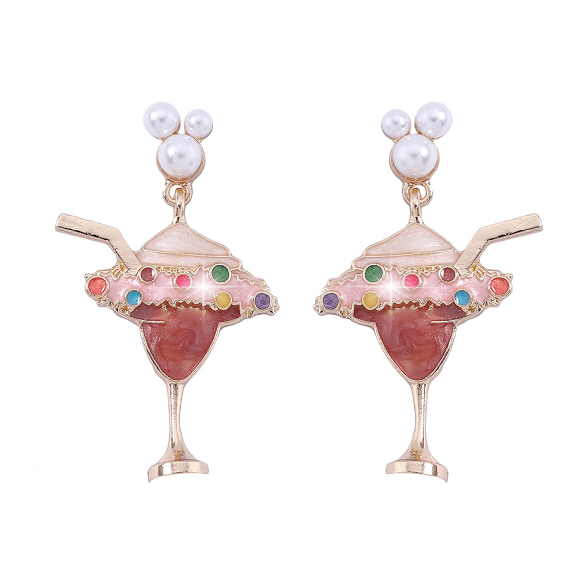 1 Pair Cartoon Style Ice Cream Enamel Zinc Alloy Earrings display picture 5