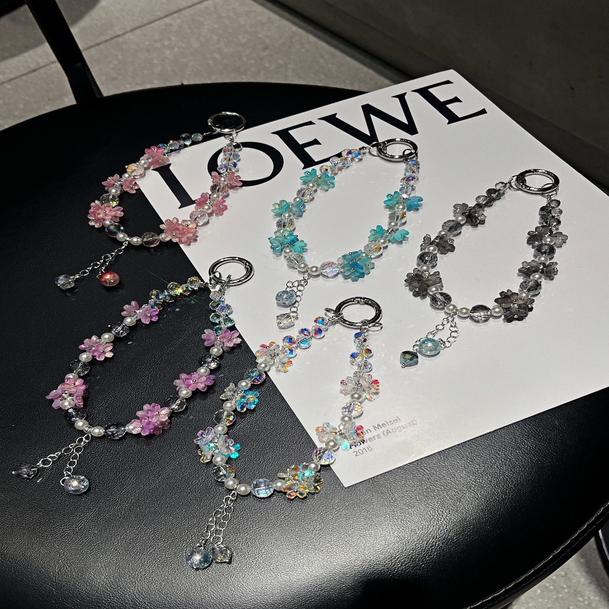 Cadena de teléfono móvil de cristal al por mayor, cadena colgante de carcasa de teléfono móvil de nicho, nueva gota de agua tridimensional, borla de copo de nieve, cordón de cuentas, hada