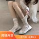 Solid Color Socks for Women Summer Thin Mesh Cut Out Popular Pile Socks Vertical Stripesd Mid-calf Student Lace Stockings
