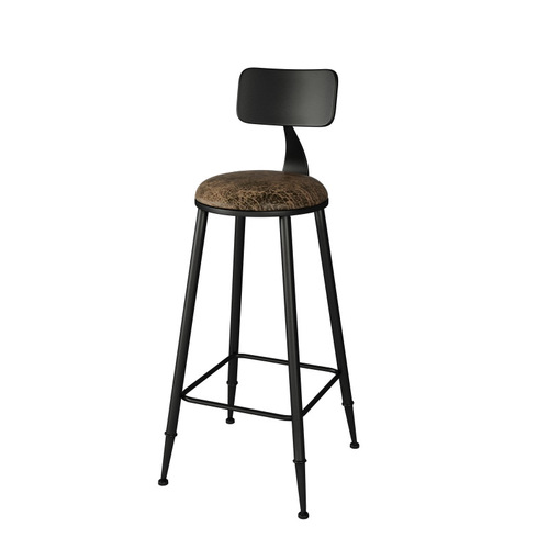 Modern minimalist bar stools with backrest, American style bar chairs, retro high-leg wooden bar stools, high-leg iron bar chairs
