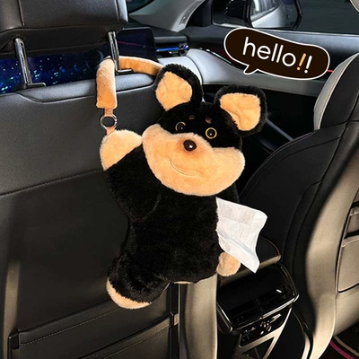 Bee Dog Car Tissue Box Creative Plush Doll Car Hanging Paper Box Cute Car Tissue Hanging Bag