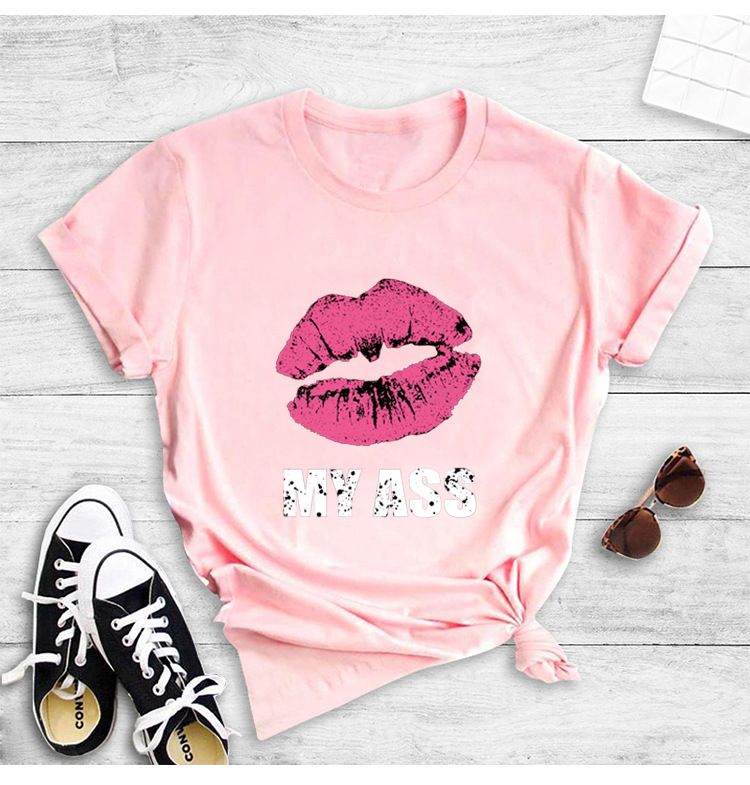 MY ASS lip printing casual short-sleeved t-shirt NSYIC58770