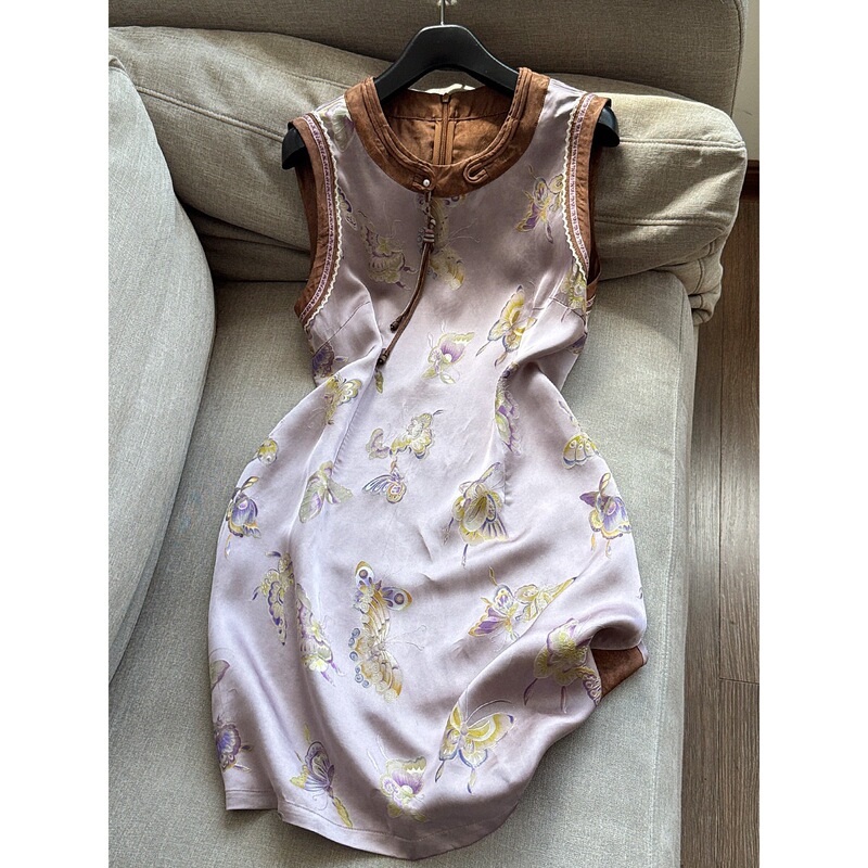 2026 Summer New National Style Jacquard Sleeveless Mid-Length T-Shirt Side Slit T-Shirt Dress for Women Wholesale H05Gq9556 2026 Summer New National Style Jacquard Sleeveless Mid-Length T-Shirt Side Slit T-Shirt Dress for Women Wholesale H05Gq9556