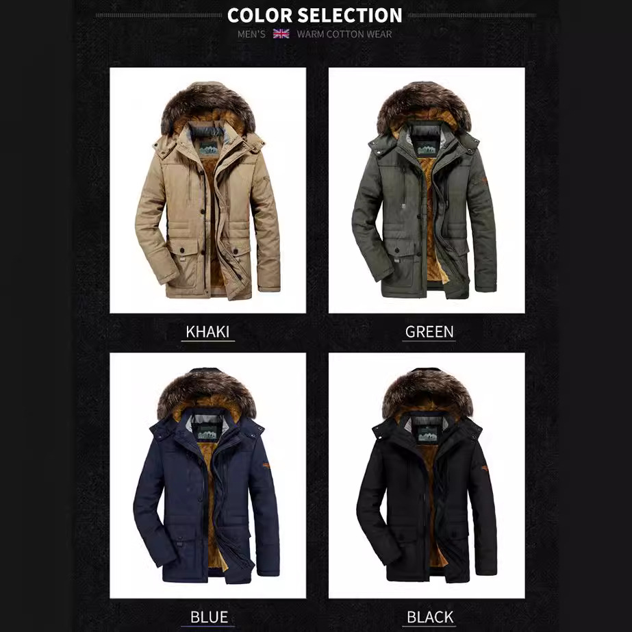 Suministro transfronterizo de fábrica 7176 ropa de invierno acolchada de algodón de longitud media de los hombres forrada de lana engrosada más tamaño suelta de mediana edad y ancianos ropa acolchada de algodón