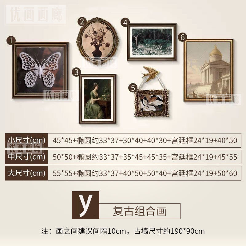 挂画美式复古装饰画客厅沙发背景墙中古小众艺术组合画家用画|undefined