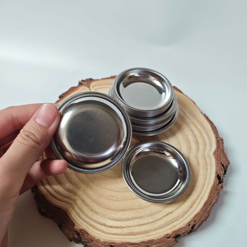 Stainless Steel Round Small Dish Hot Pot Barbecue Seasoning Dish Soy Sauce Dish Commercial Restaurant Onion and Garlic Ingredient Dish