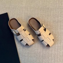 羊皮版爱穿主义~羊皮镂空厚底包头勃肯拖鞋女半 拖外穿夏